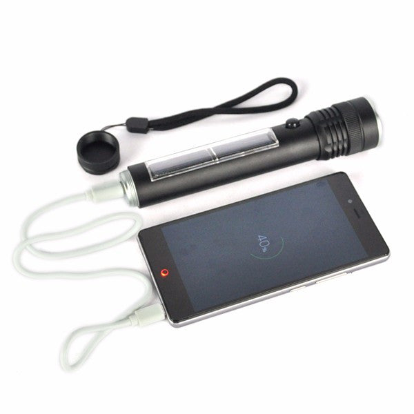 Rechargeable LED Flashlight Solar Powered