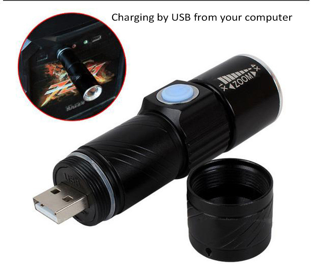 Mini LED Flashlight ZOOM Rechargeable