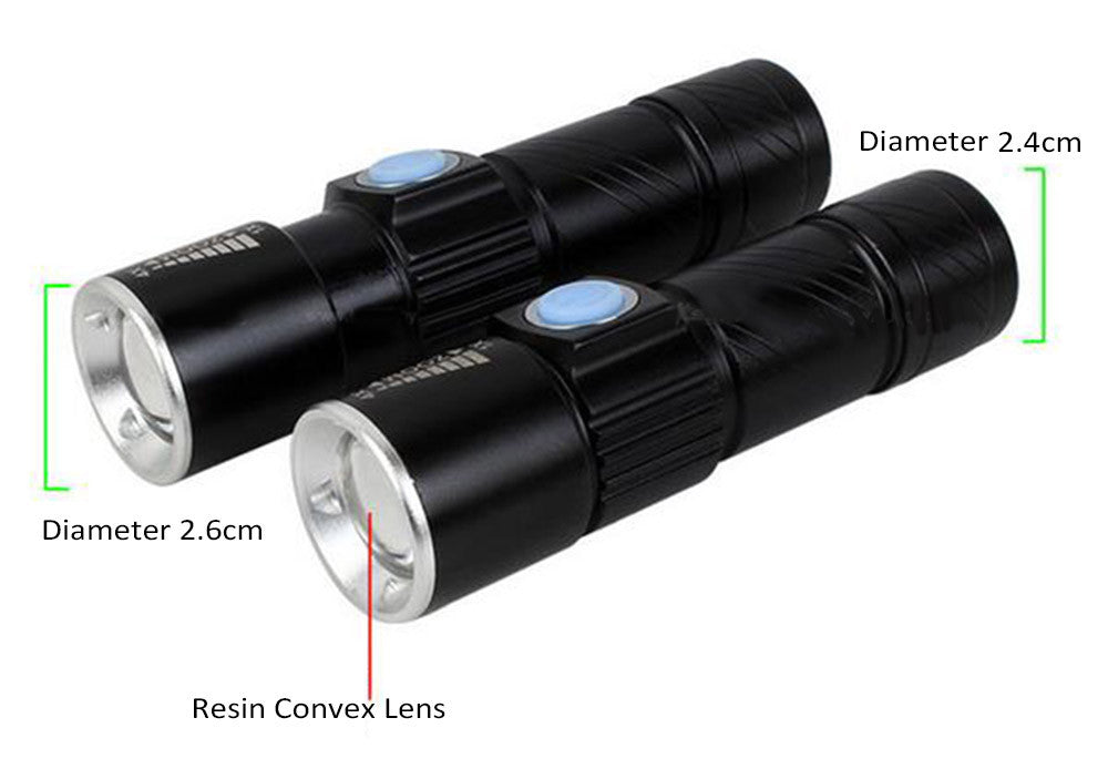 Mini LED Flashlight ZOOM Rechargeable
