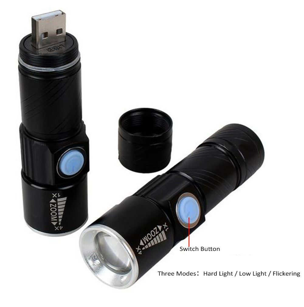Mini LED Flashlight ZOOM Rechargeable
