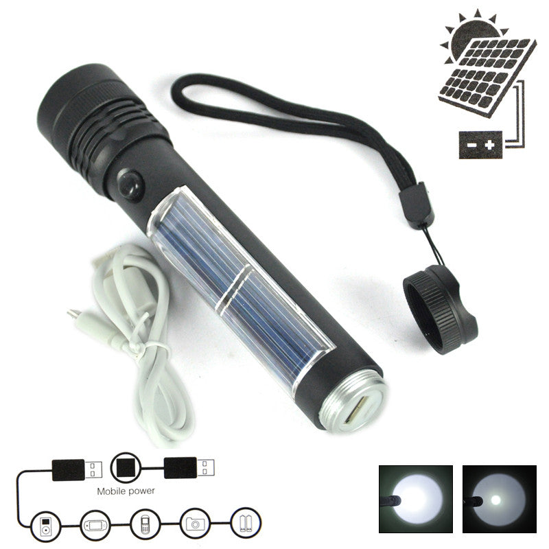 Rechargeable LED Flashlight Solar Powered