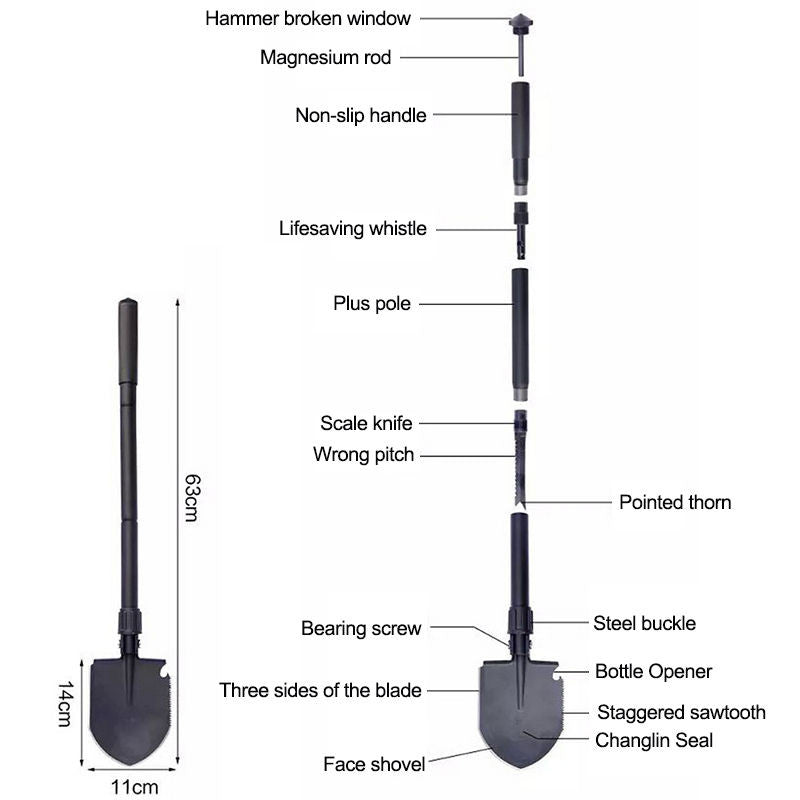 Top Quality Alloy Steel Portable Folding Shovel Survival Tool
