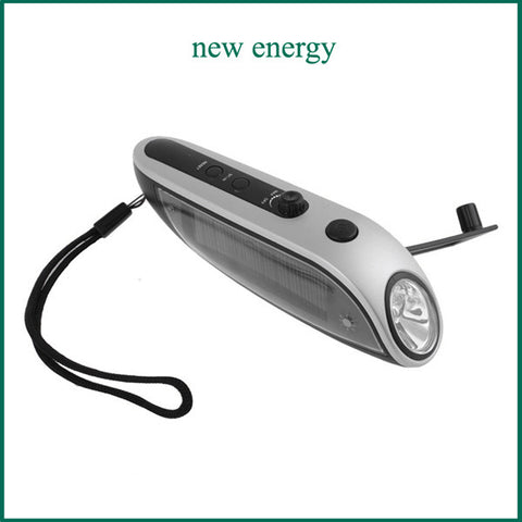 Seven Neon Patent Crank Dynamo Solar Flashlight