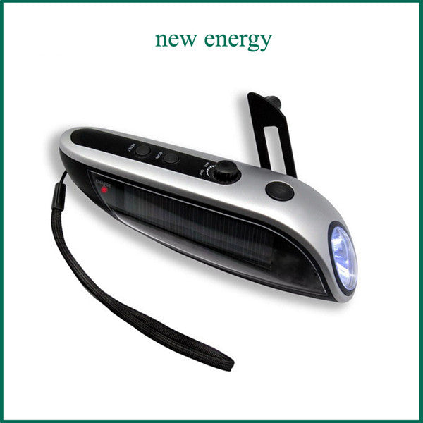Seven Neon Patent Crank Dynamo Solar Flashlight