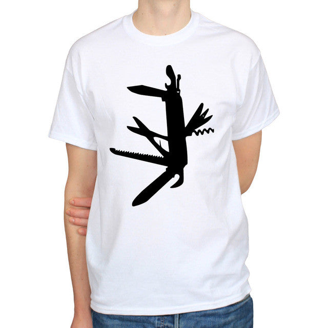 SWISS ARMY KNIFE SURVIVAL WEAPON TOOL MENS T-SHIRT