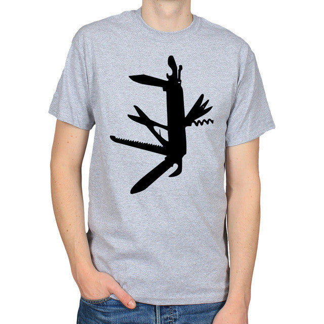 SWISS ARMY KNIFE SURVIVAL WEAPON TOOL MENS T-SHIRT